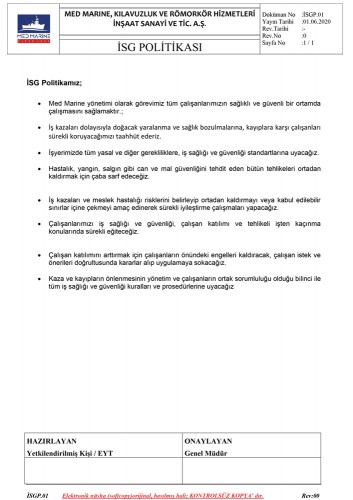 İSG Politikası