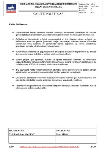 Kalite Politikası
